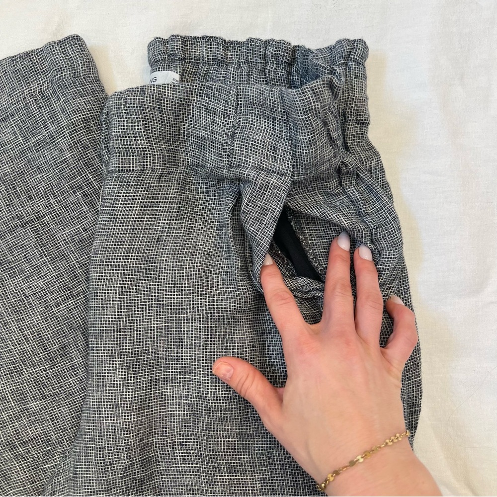 Mango Gray Linen Wide-Leg Trousers - Picture 3 of 8